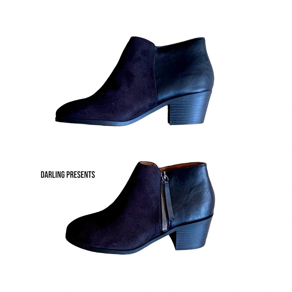 Soda Vegan Suede & Leather Ankle Boots Women Color Black 6
